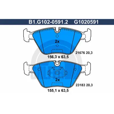 Set placute frana, frana disc GALFER B1.G102-0591.2