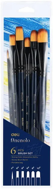 Set pensule pentru pictură Deli Finenolo - EC278, 6 bucăți