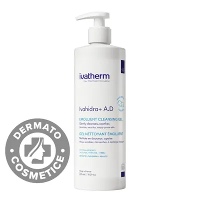 Gel de spalare emolient Ivahidra+ A.D., 450ml, Ivatherm