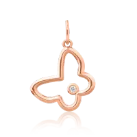 Pandantiv fluturas din aur roz cu diamant de 0.009ct