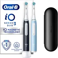 Set 2 x Periuta de dinti electrica Oral-B iO3 cu Tehnologie Magnetica si Micro-Vibratii, Senzor de presiune Smart, 3 moduri, 2 capete, Trusa de