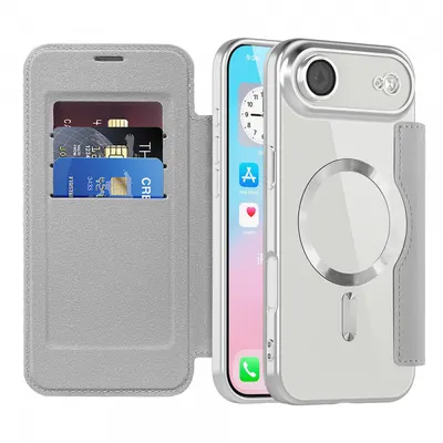 Husa MagSafe pentru Apple iPhone 17 Air, Techsuit, SmartMag Book, Gri