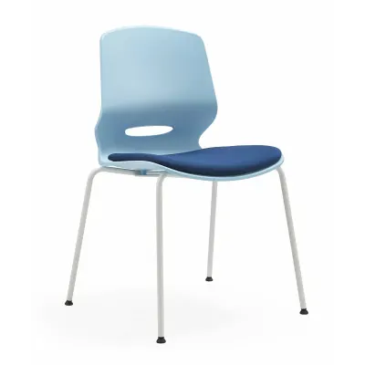 Scaun pentru birou ergonomic Seren , fix cu picioare metalice ,culoare:albastru, dimensiuni 400*440*835 mm