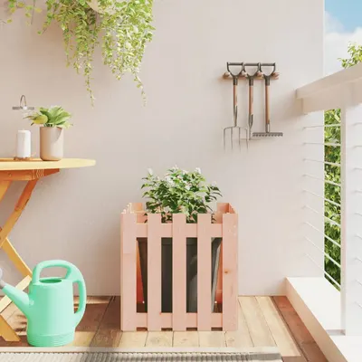 vidaXL Jardinieră grădină design gard, 50x50x50 cm, lemn masiv douglas