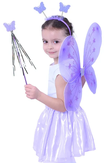 Costum de teatru Rappa - Fluture violet, aripi, baghetă magică și tiara