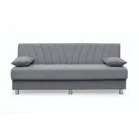 Canapea VALERIA extensibila, 3 locuri, cu arcuri si lada depozitare, gri, 190x82x83 cm