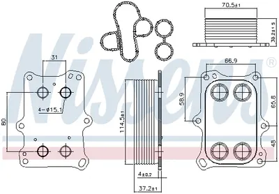 Radiator Ulei Termoflot Potrivit Abarth 124 Spider, 500 595 695, 500c 595c 695c, Grande Punto, Punto, Punto Evo; Alfa Romeo Giulietta, Mito; Fiat 124 Spider, 500l, 500x, Bravo Ii 1.4 1.4cng 1.