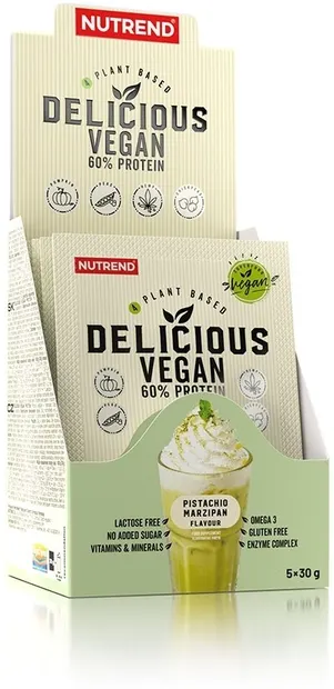 Delicious Vegan Protein, fistic cu marțipan, 5 pliculețe, Nutrend