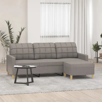 Gossi canapea cu 3 locuri si taburet, taupe, 180 cm, material textil