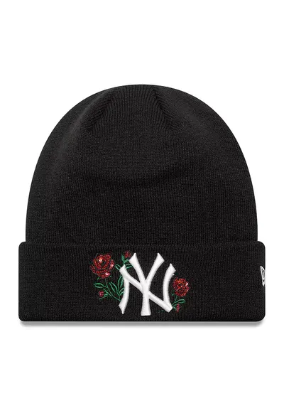 Caciula cu broderii florale - Negru