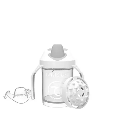 Cana cu tetina adaptor moale Twistshake Mini Cup - alba, 230 ml
