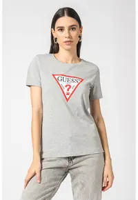 Tricou din bumbac cu imprimeu logo - Gri melange