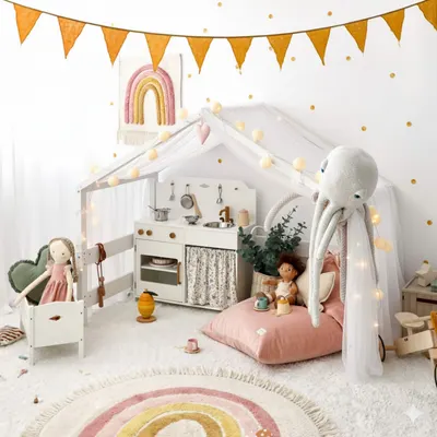 Baldachin din tulle pentru patut tip casuta Little Amy alb, 400 cm