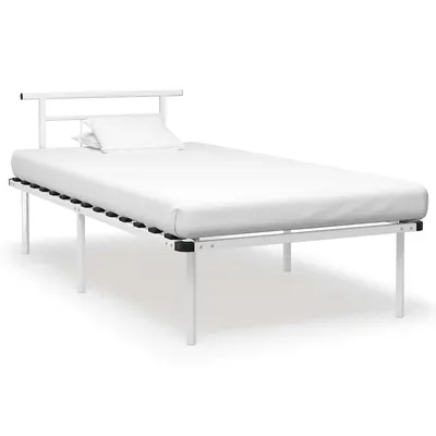 vidaXL Cadru de pat, alb, 100 x 200 cm, metal
