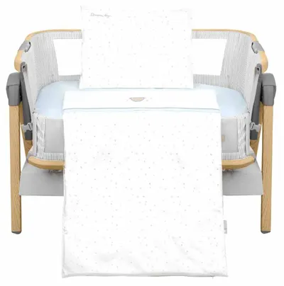 Set de lenjerie de pat pentru coș de dormit pentru bebeluși din 5 piese KikkaBoo - Dream Big, albastru