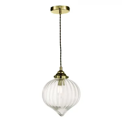 Lampa suspendata Mya 1 Light Single Pendant Antique Brass Glass
