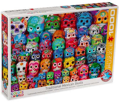 Puzzle Eurographics din 1000 de piese - Cranii traditionale mexicane