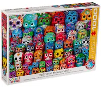 Puzzle Eurographics din 1000 de piese - Cranii traditionale mexicane