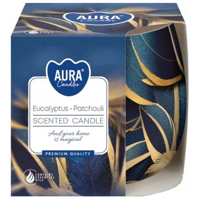 Lumânare parfumată Bispol Aura - Eucalyptus and Pacculi, 100 g