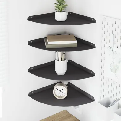 vidaXL Raft Suspendat pentru Colț 4 buc. Negru 30 x 30 x 2 cm