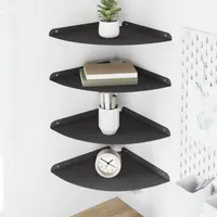 vidaXL Raft Suspendat pentru Colț 4 buc. Negru 30 x 30 x 2 cm