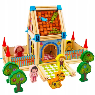 Set de construcție din lemn Kruzzel - Casă, 268 piese