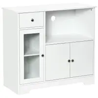 HOMCOM Dulap pentru cuptor cu microunde, bufet bucătărie, dulap de depozitare, pentru bucătărie, sală de mese 90 x 40 x 82 cm sticlă securizată și lemn, alb | Aosom Romania