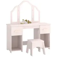 AIYAPLAY Măsuță de Toaletă pentru Copii cu Scaun și Oglindă, 60x36x88 cm, Roz | Aosom Romania