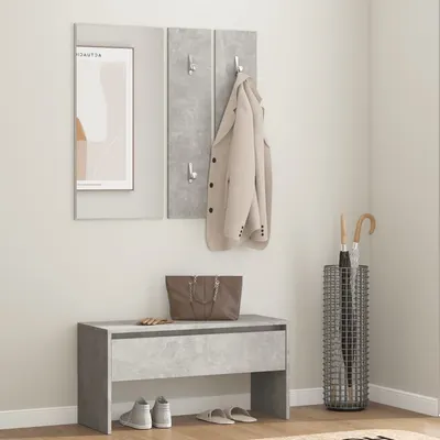 Gossi set de mobilier pentru hol, gri beton, lemn prelucrat