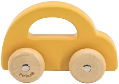 Jucărie de împingere din lemn Viga Toys PolarB - Cărucior galben