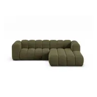 Colțar verde cu tapițerie din chenille (cu colț pe partea dreaptă/cu șezlong) Lupine – Micadoni