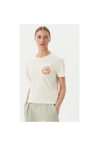 Tricou dama EQWZT03181 - Bumbac organic - Bej - Bej