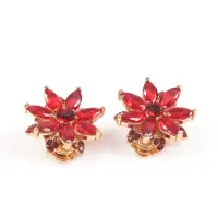 Cercei cu clips si floare rosie