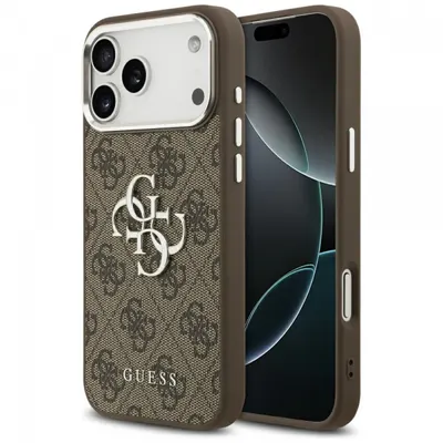Husa pentru Apple iPhone 17 Pro Max, Guess, Big 4G Logo Classic, Maro Argintie