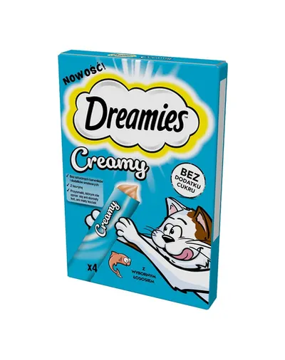 DREAMIES Creamy Snack Salmon recompensa cu somon, pisica 4x10g