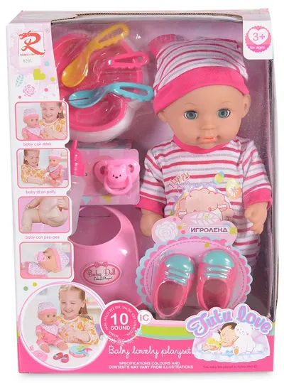 Păpușă care face pipi Moni Toys - Multicolor, 31 cm