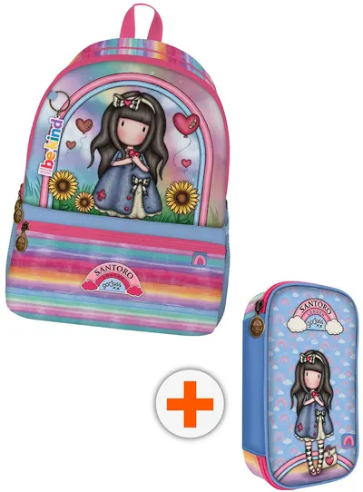 Set școlar Santoro Gorjuss Be Kind To Yourself ghiozdan și penar cu accesorii
