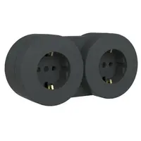 Priza Schuko dubla modulara PT xOne Ovivo OV00963, 16A, 250V, IP54, antracit