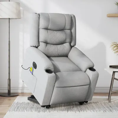Gossi fotoliu electric masaj rabatabil cu ridicare, gri inchis textil