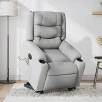 Gossi fotoliu electric masaj rabatabil cu ridicare, gri inchis textil