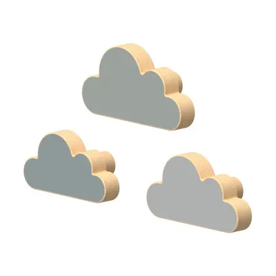 Cârlige albastru-deschis 3 buc. de montat pe perete din lemn de fag Cloud – Cam Cam Copenhagen