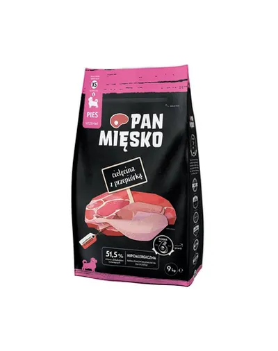 PAN MIĘSKO Hrana caini juniori si tineri, vitel si prepelita 2x3 kg