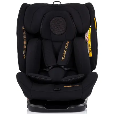 Scaun auto pentru copii Chipolino Techno iGrow Noir, I-Size, 40-150 cm, cu sistem Isofix si sezut rotativ