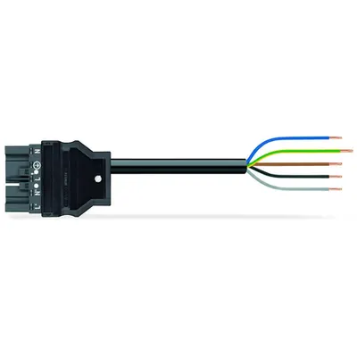 pre-assembled connecting cable; Eca; Plug/open-ended; 5-pole; Cod. L; H05Z1Z1-F 5G 1.5 mm²; 7 m; 1,50 mm²; dark gray