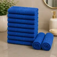 Set 10 prosoape mici, Greek Border, 30x50cm, din 100% bumbac pakistanez, 500g, Albastru