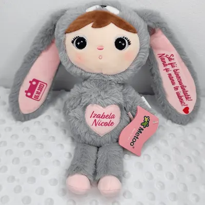 Papusa personalizata Iepuras Pufos Gri (mini)