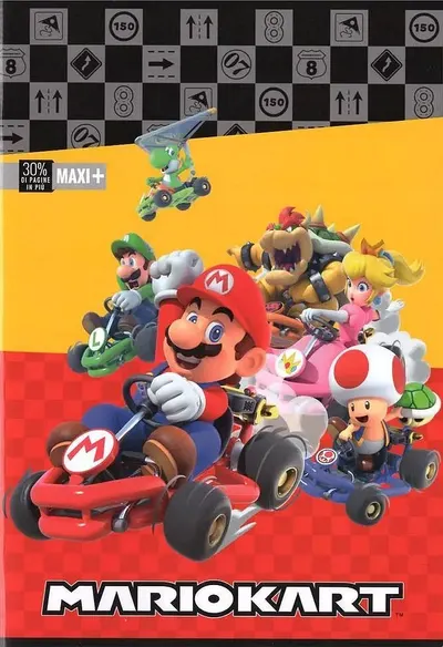 Caiet Panini Super Mario - Mariocart Red, A4, 40 coli , rânduri largi , sortiment