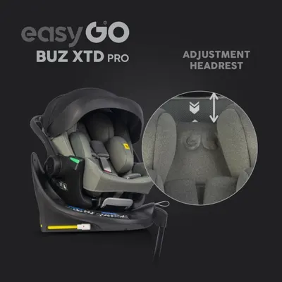 Set scoica auto reclinabila si baza isofix rotativa EasyGo Buz XTD Pro Greener i-Size, omologat R129, pentru copii de 40-87 cm