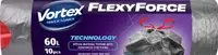 Saci de gunoi cu legături Vortex - Flexy Force, 60 l, 10 buc