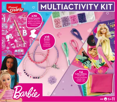 Set creativ Maped Creativ - Barbie, stickere, brățări și felicitări